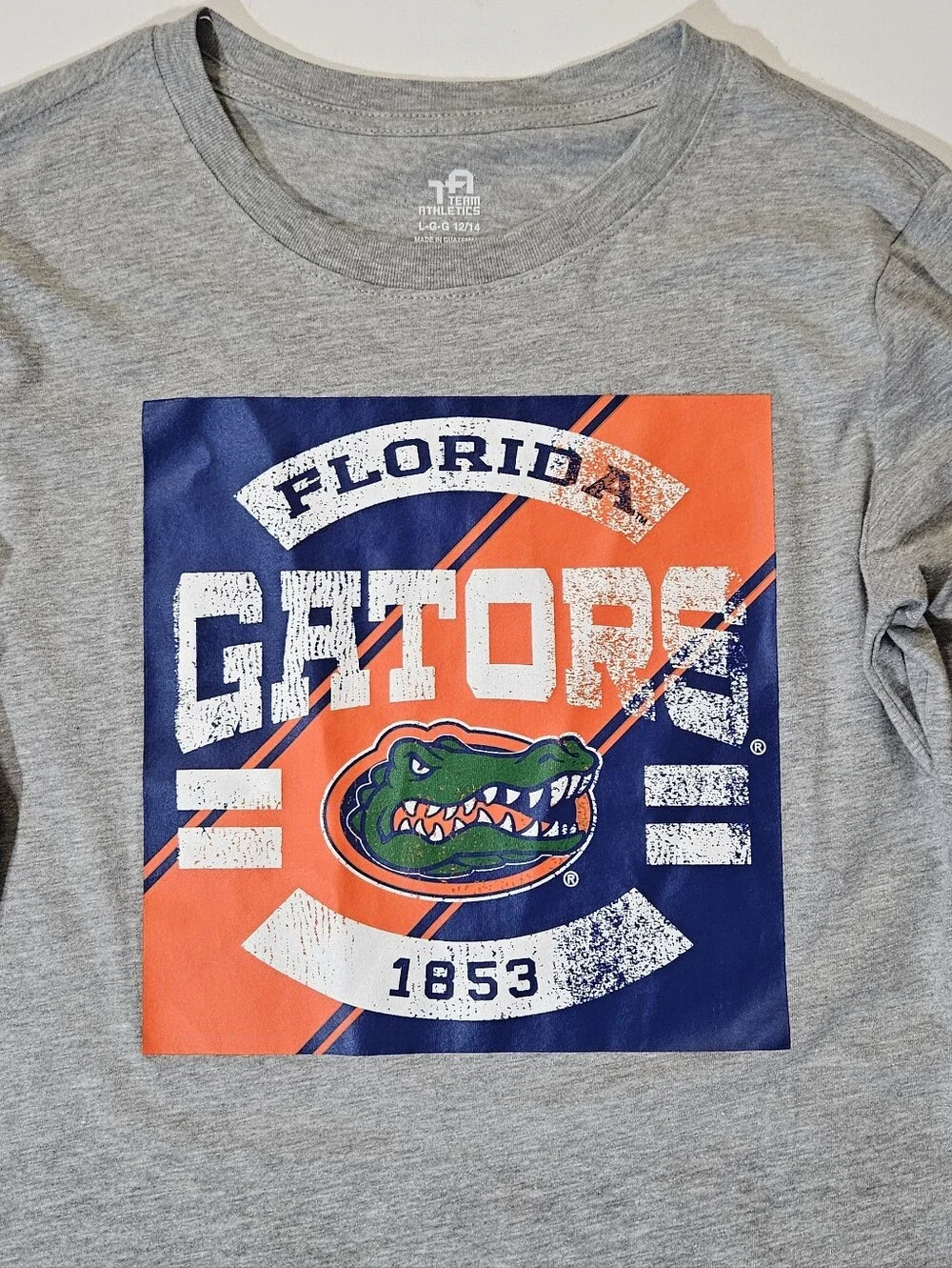 NWT Florida Gators T-shirt Boys 12 Grey Blue Orange Logo Team Athletics Tee